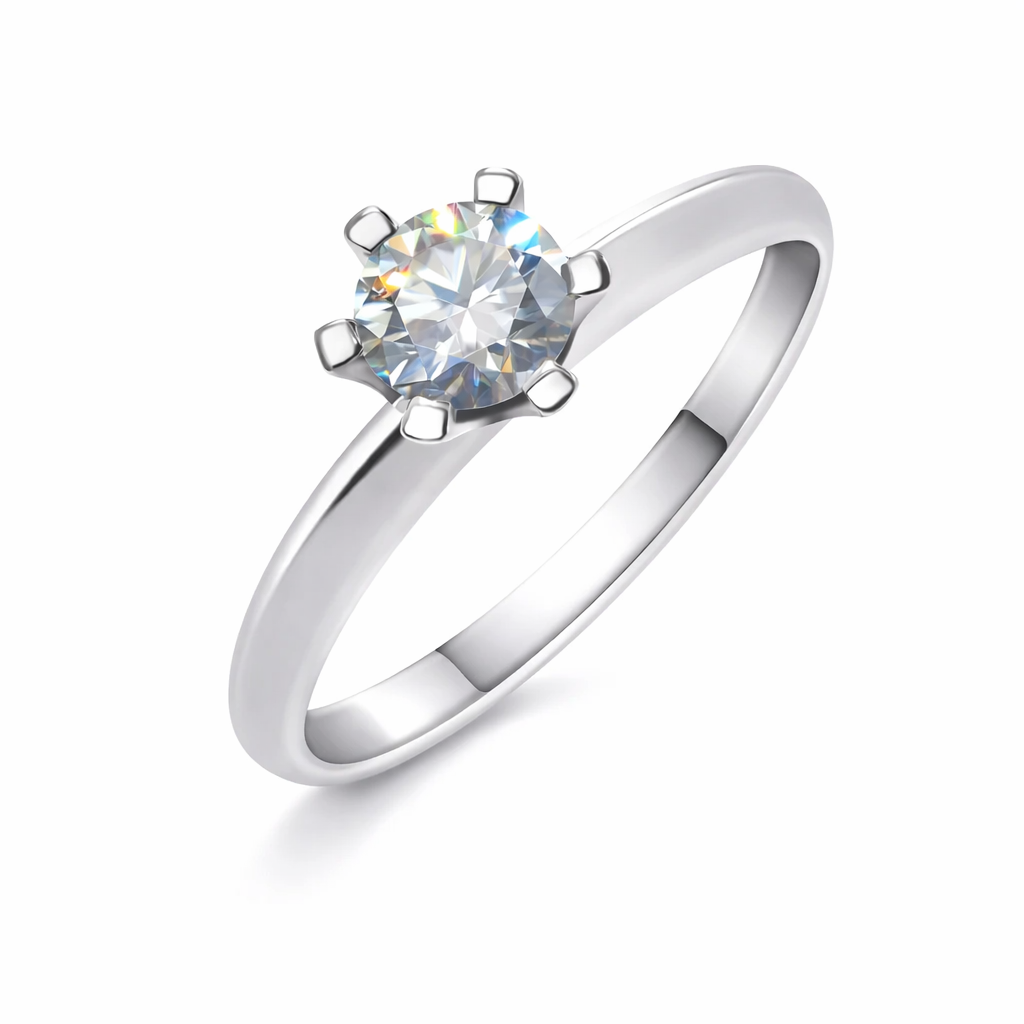 Exquisite Colored Moissanite Ring in Solid 925 Sterling Silver
