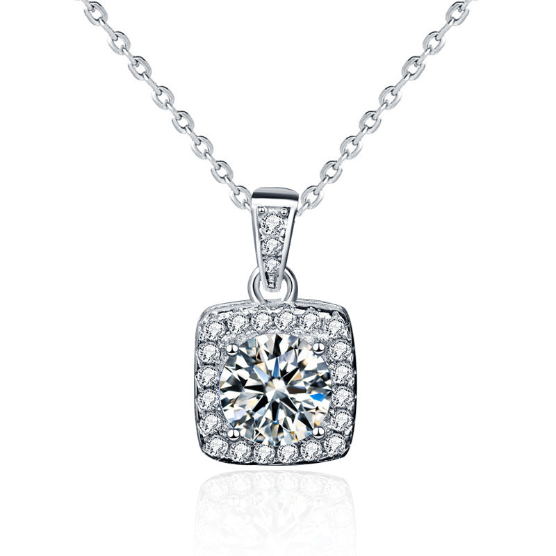 Moissanite Pendant Necklace in S925 Sterling Silver