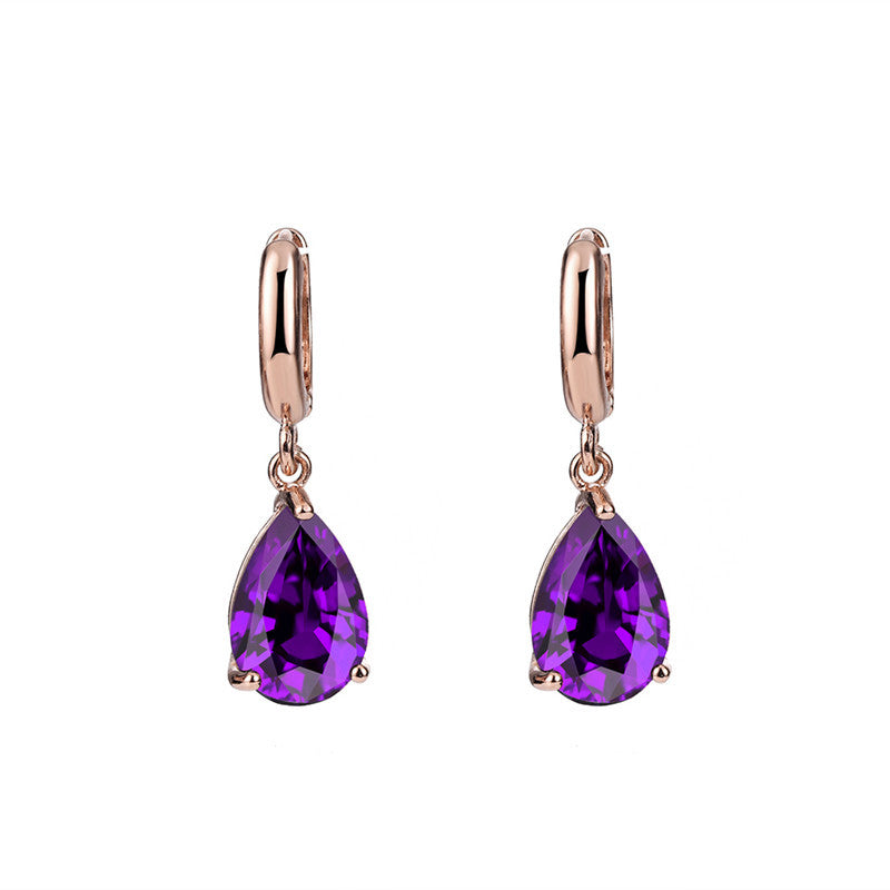 Diamond-encrusted Amethyst Earrings for Women's