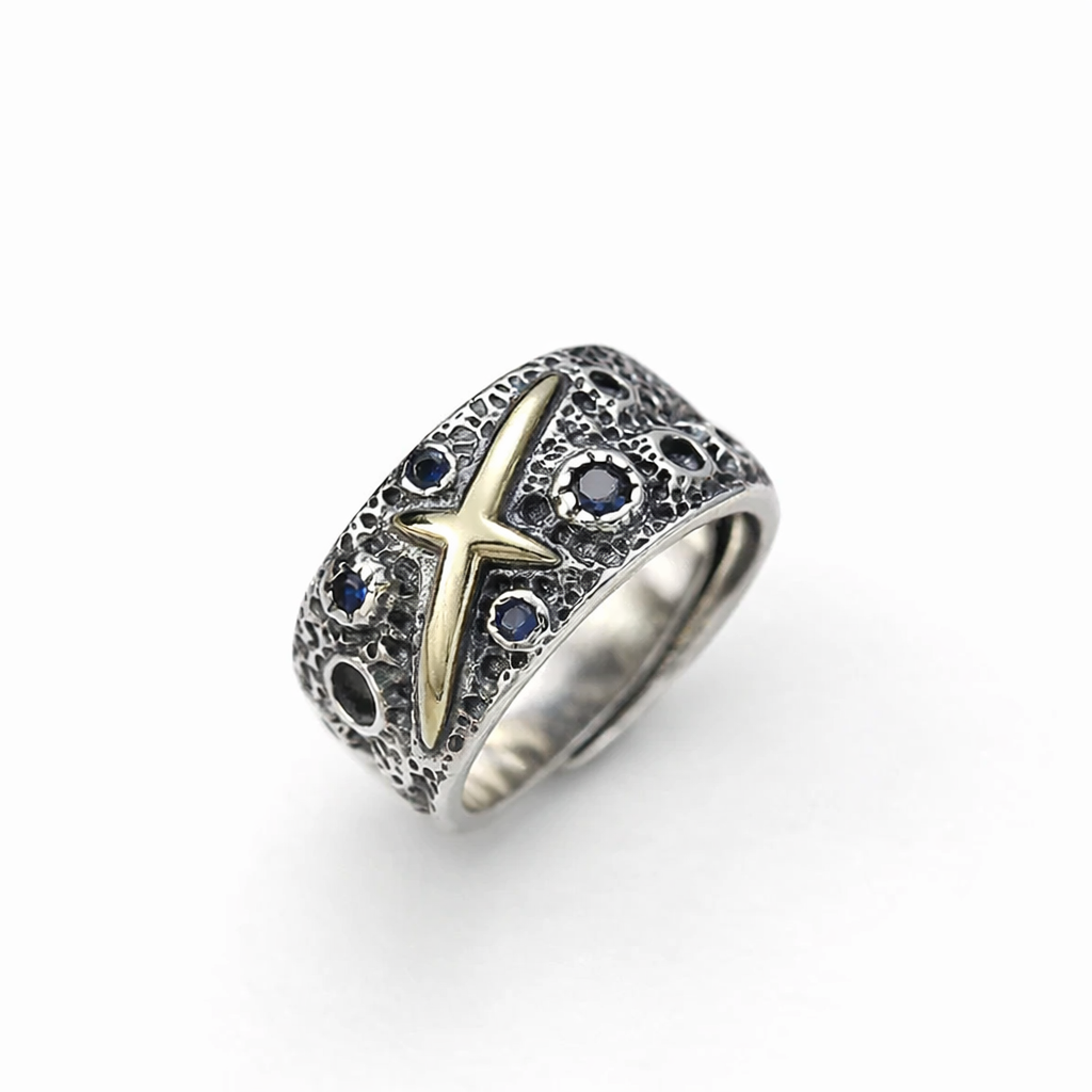 Men’s Starry Ring in Silver Color